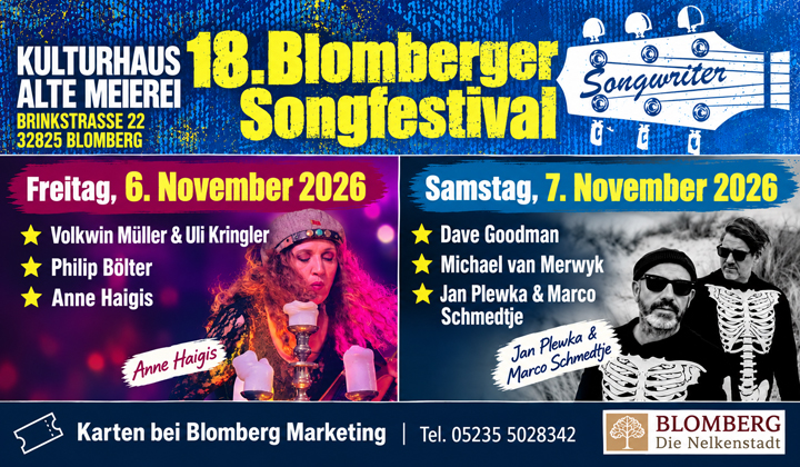 18. Blomberger Songfestival am 6. und 7. November 2026